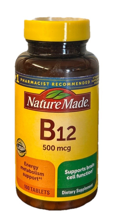 Nature Made Vitamin B12 Supplement 500mcg 100 Tablets Exp 3/2028