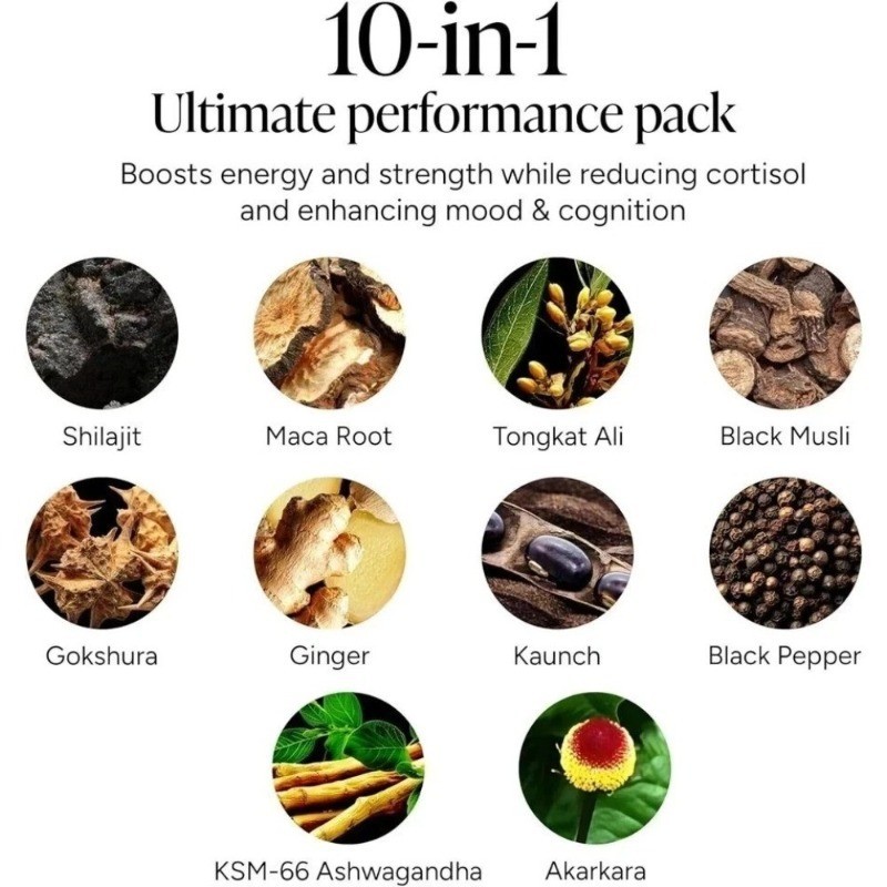 Root Labs 10 in 1 Alpha Gummies Shilajit Ashwagandha Tongkat 60Ct- 1/2/3 Bottles