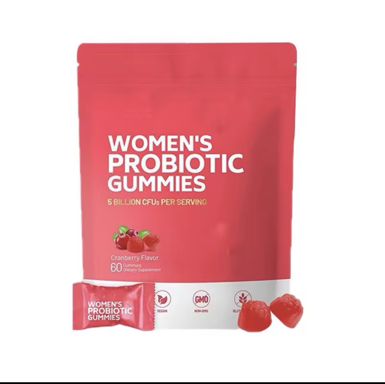 Women’s Cranberry Probiotic Gummies 5B CFU Digestive Health 60ct
