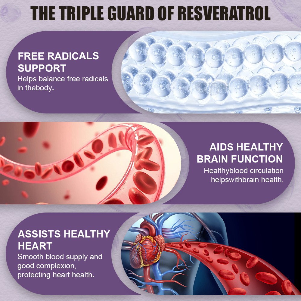 Resveratrol 1200mg High Abosorption Natural Anti Antioxidant ，Overall Wellness