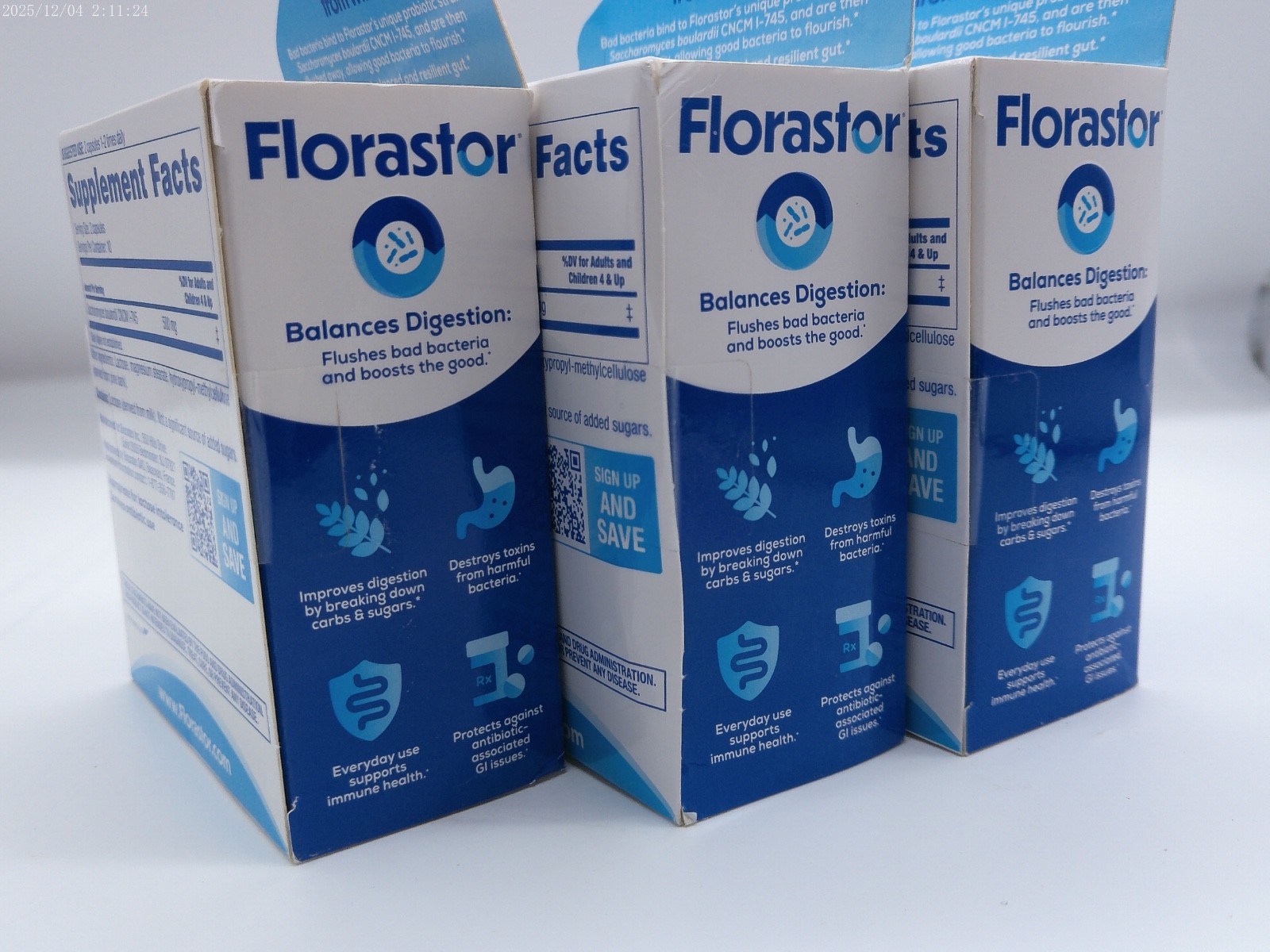 3PK Florastor Dual Action Probiotic Supplement, 60Total Capsules, Exp. 9/26+