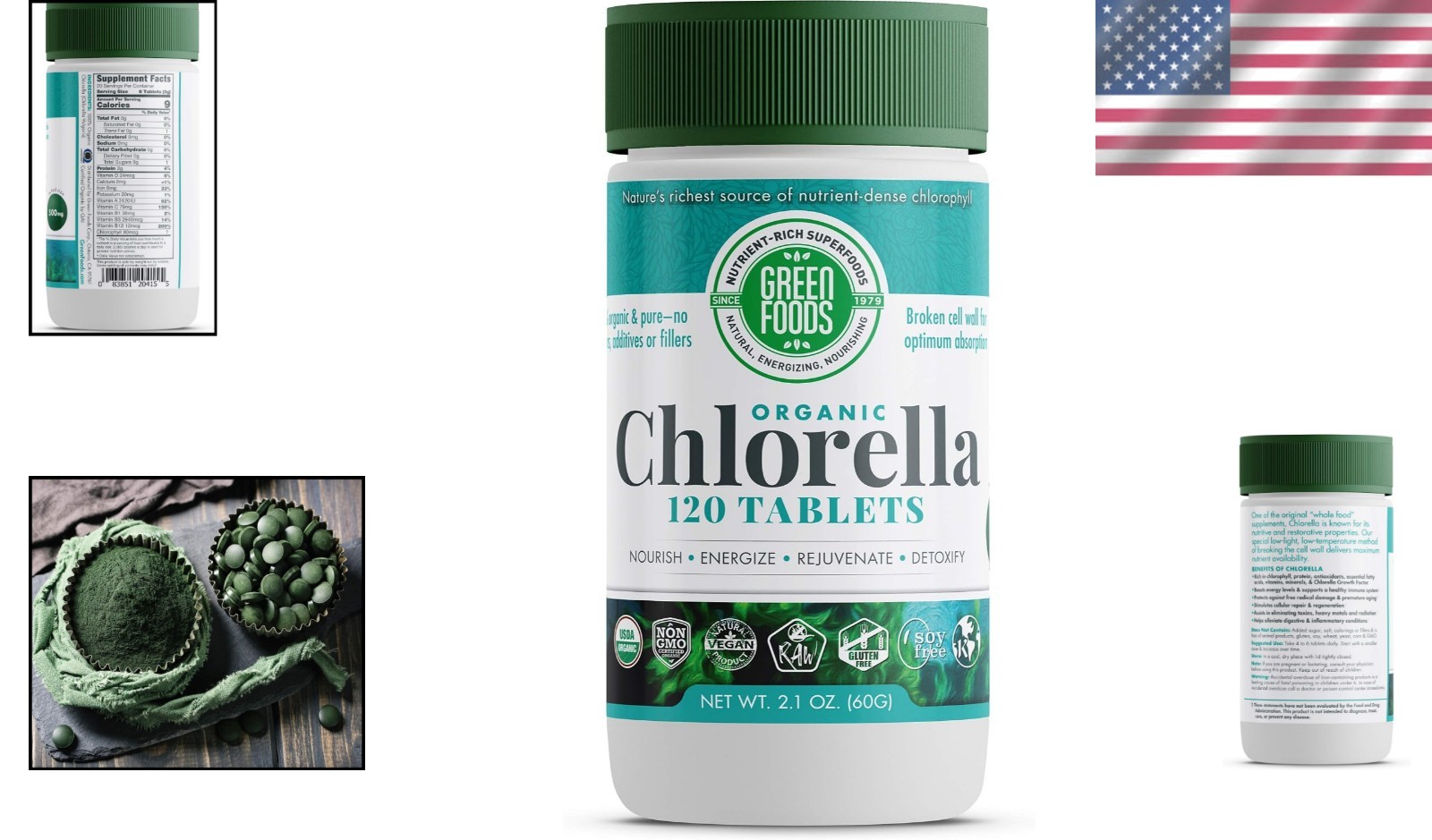 Powerful Organic Chlorella 500 Mg – 120 Tablets for Vitality & Detoxification
