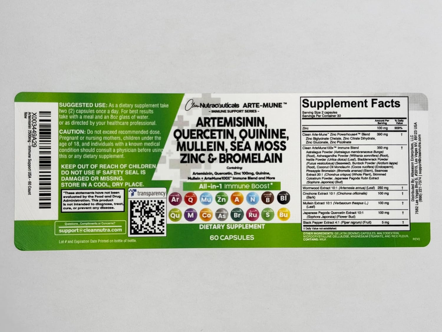 Artemisinin Quercetin Zinc Mullein Quinine Supplement with Sea Moss Bromelain As
