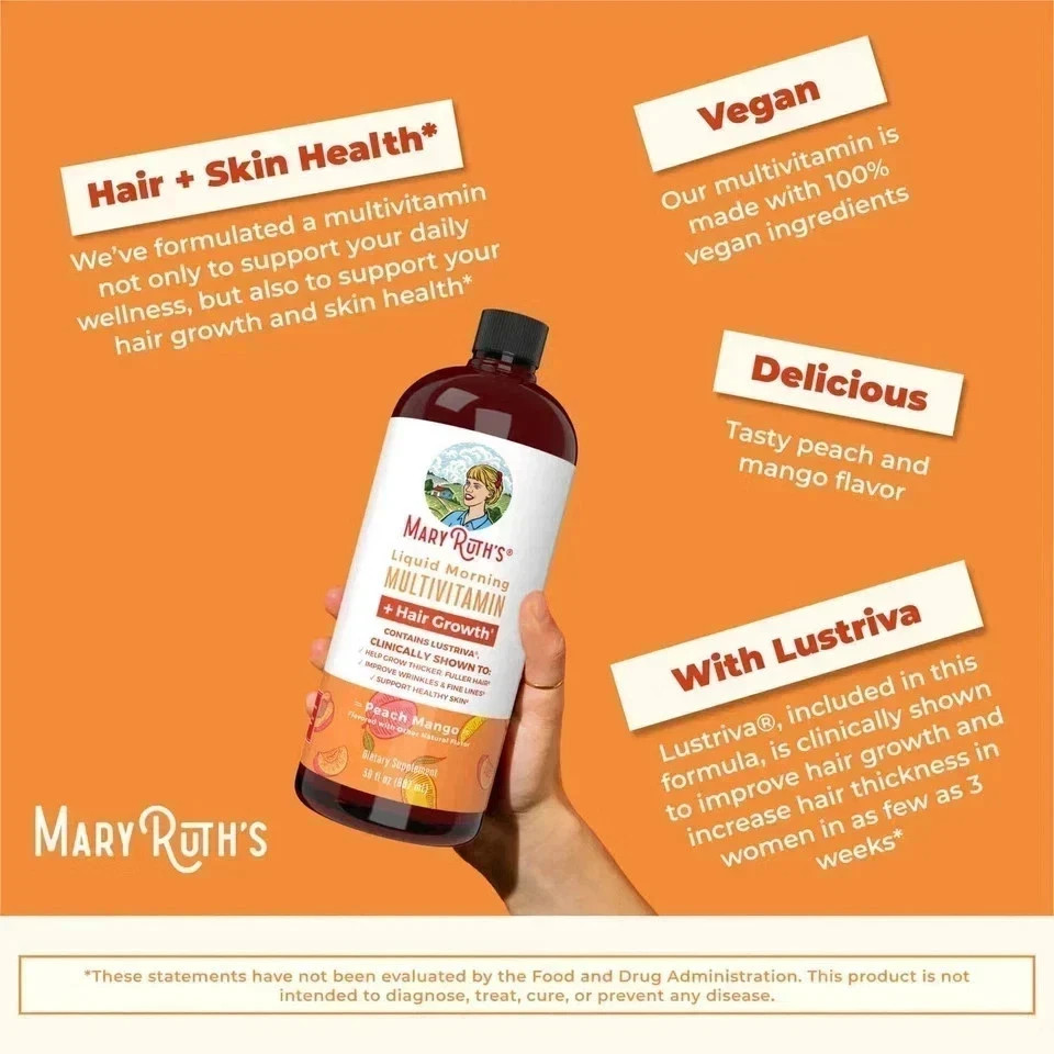 Mary Ruth’s Multivitamin Morning Liquid + Mango enhancement Peach Hair 15.22OZ