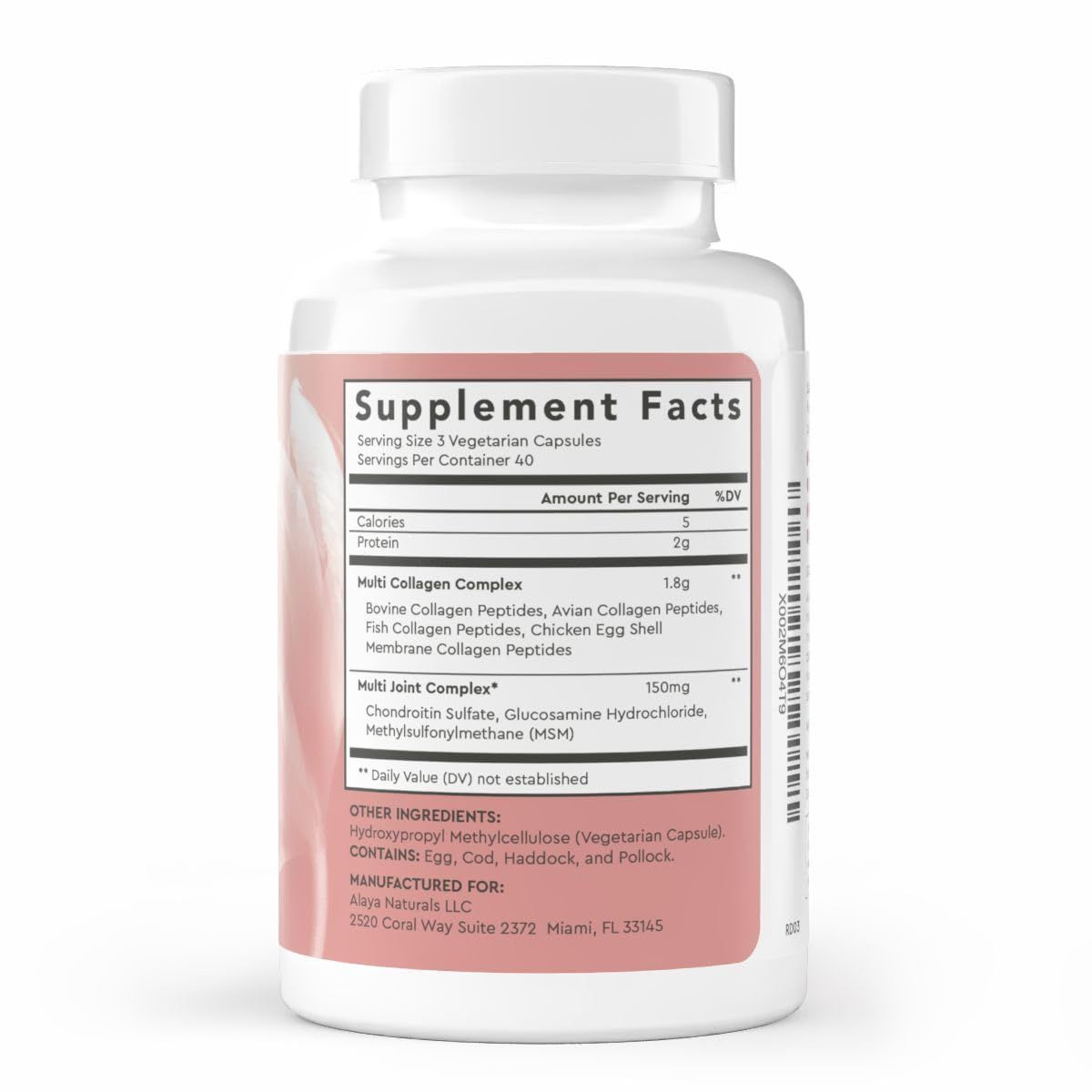 Alaya Naturals Hydrolyzed Multi Collagen Peptides 120 Count (Pack of 1)