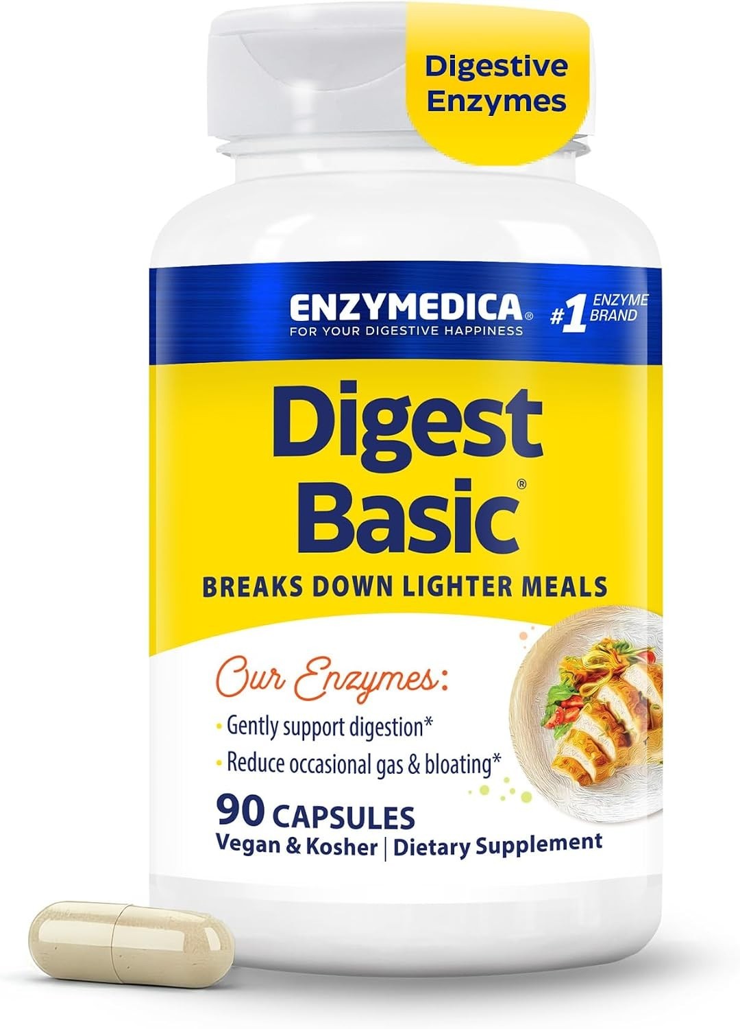 Enzymedica Digest Basic – Digestive Support Supplement – 90 Capsules – Lot of 2