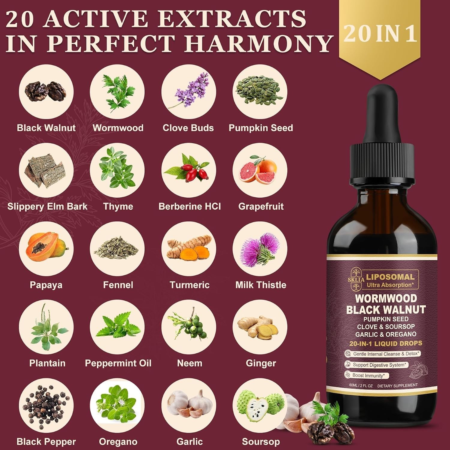 Rapid Absorption Liposomal Cleanse Drops | 20 Botanicals for Digestive Support