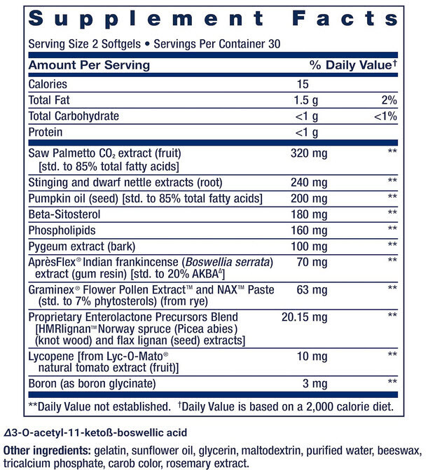 LIFE EXTENSION ULTRA PROSTATE FORMULA BETA SITOSTEROL, SAW PALMETTO, 60 Sgels