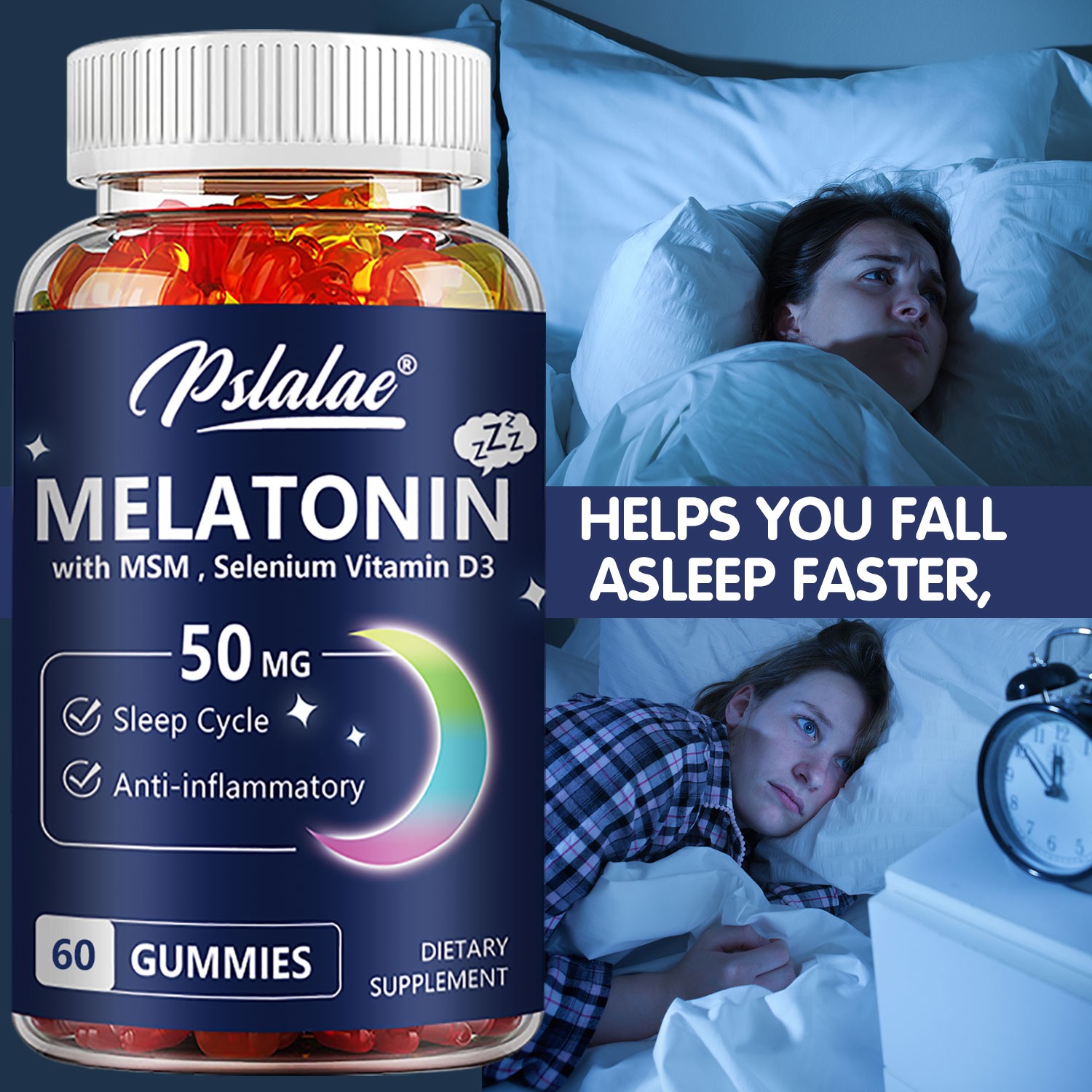 Melatonin 50mg – Sleep Aid, Regulate Sleep Cycle, Promote Relaxation – Zinc, MSM