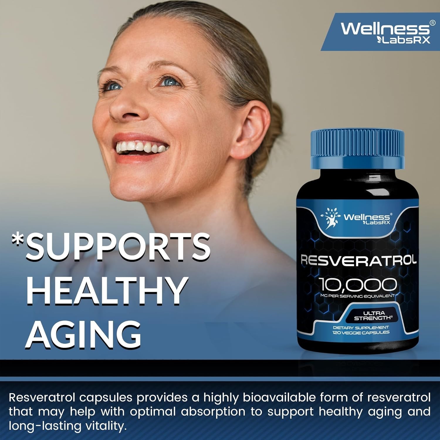 Resveratrol Extract 10000mg 120 Caps Maximum Strength Made in the USAAntioxidant