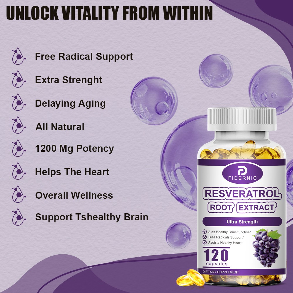 Resveratrol 1200mg High Abosorption Natural Anti Antioxidant ，Overall Wellness