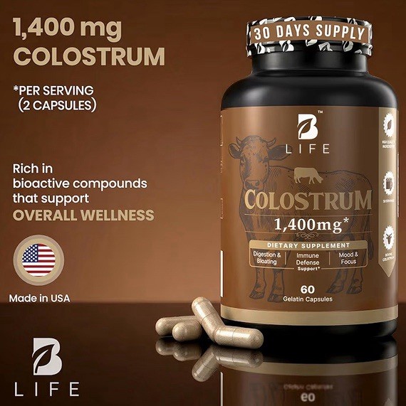 BLife Bovine Colostrum 1400mg Immune Gut Support 60 Caps Exp 04/2028