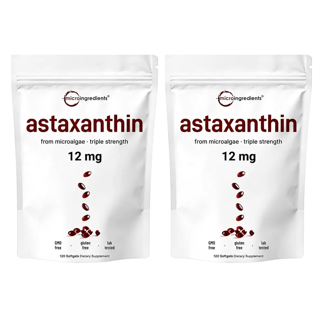2 Pack Astaxanthin 12mg, 120 Softgels, 4 Month Supply NEW