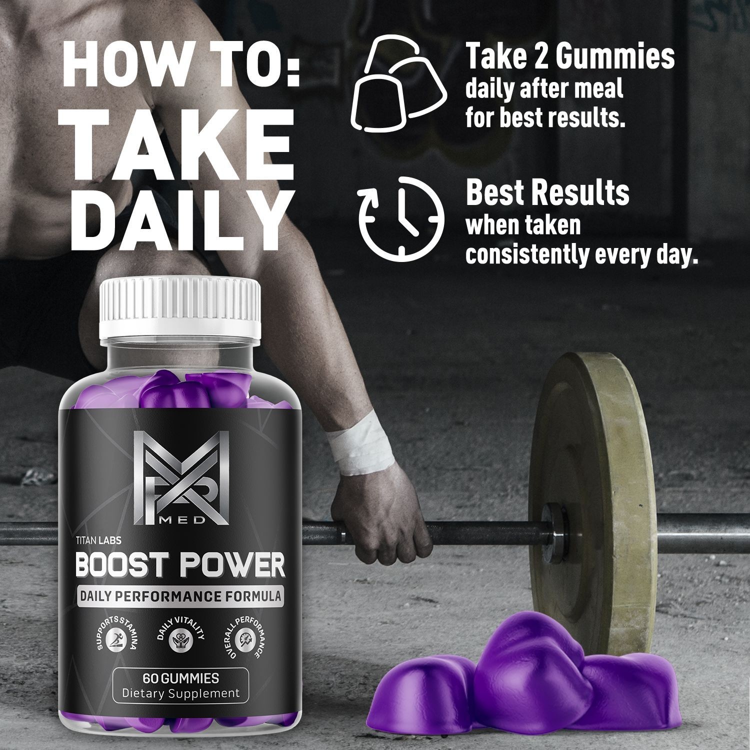 (1 Pack) Boost Power Gums Advanced Male Support Supplement BoostPower 60 Gummies