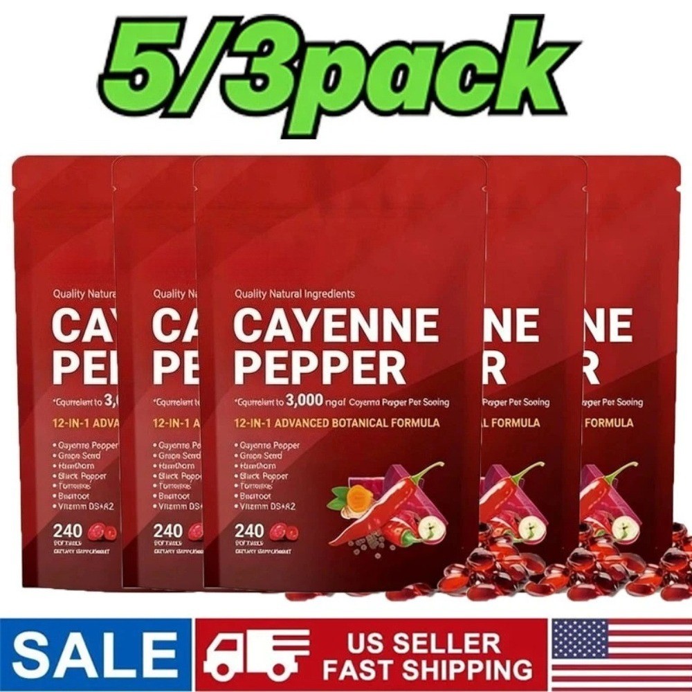 3/5pcs Softgels Cayenne Pepper Supports Leg Vein, 240 Softge /1 Bag Supplement