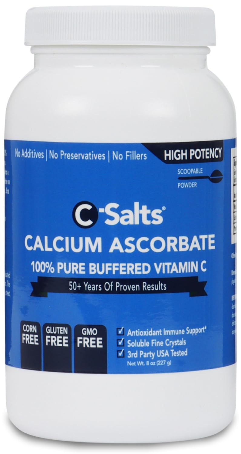 C-Salts Pure Calcium Ascorbate Vitamin C Powder – 8 Ounce (Pack of 1)