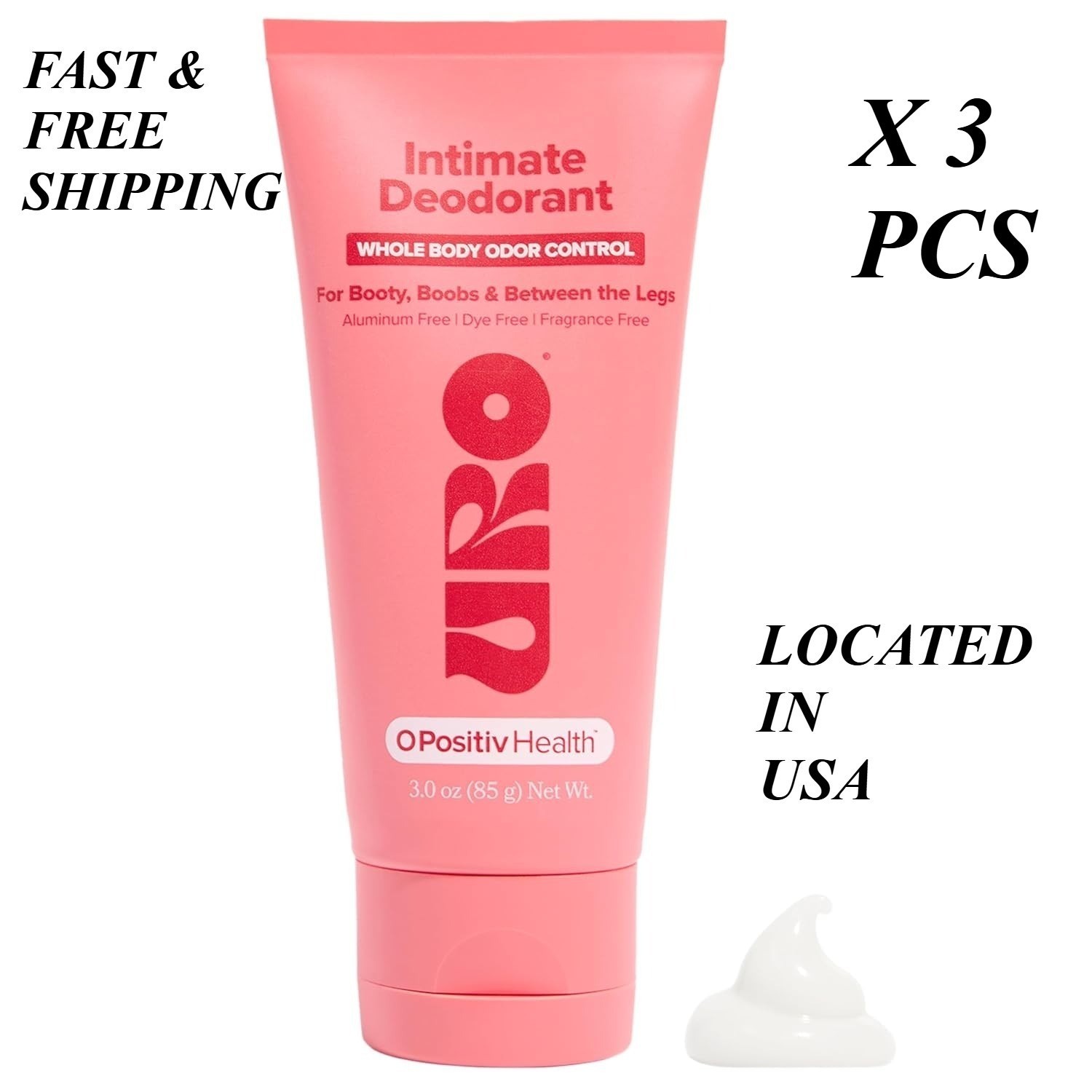 2 PCS– O Positiv URO Intimate Whole Body Deodorant Cream – Dermatologist Tested