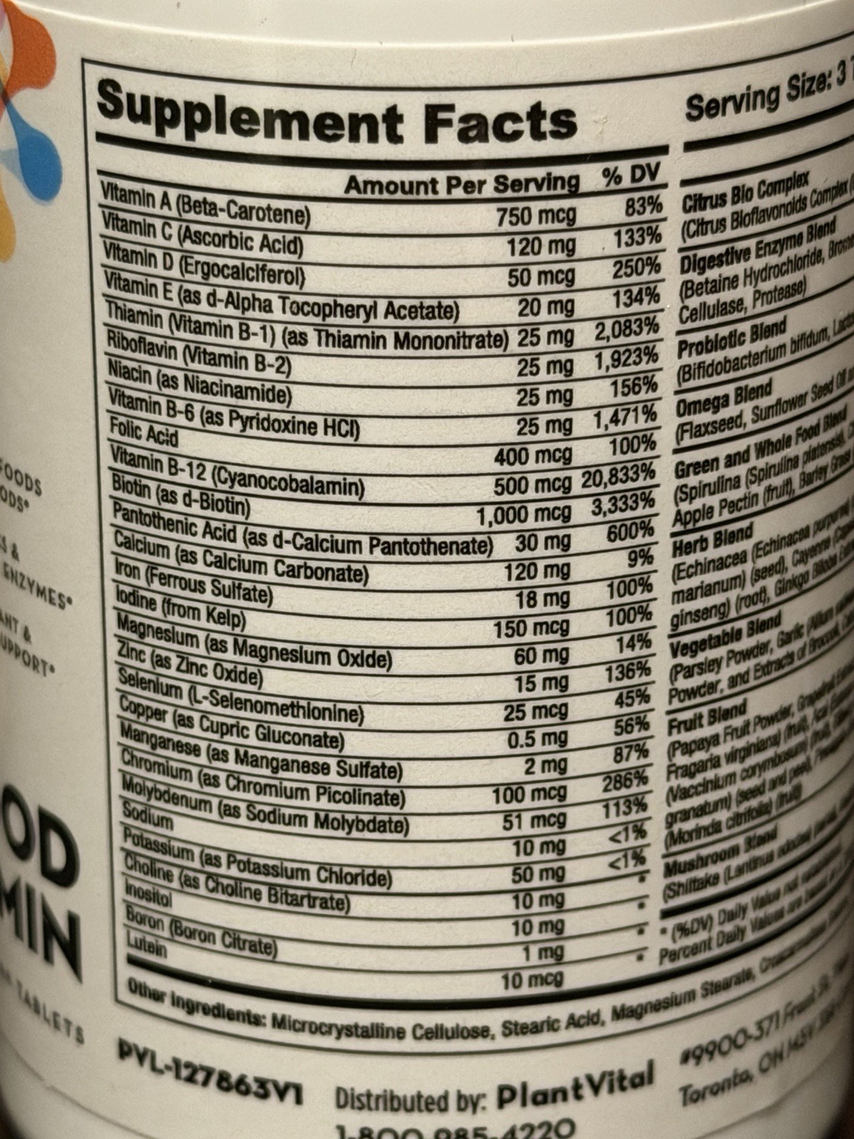 Plant Vital Whole Food Multivitamin 90 tablets EXP05/2026 100% Daily Vegan