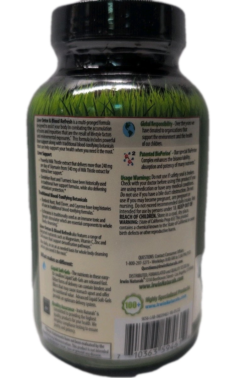 Liver Detox & Blood Refresh 60 Softgels By Irwin Naturals – 07/2026