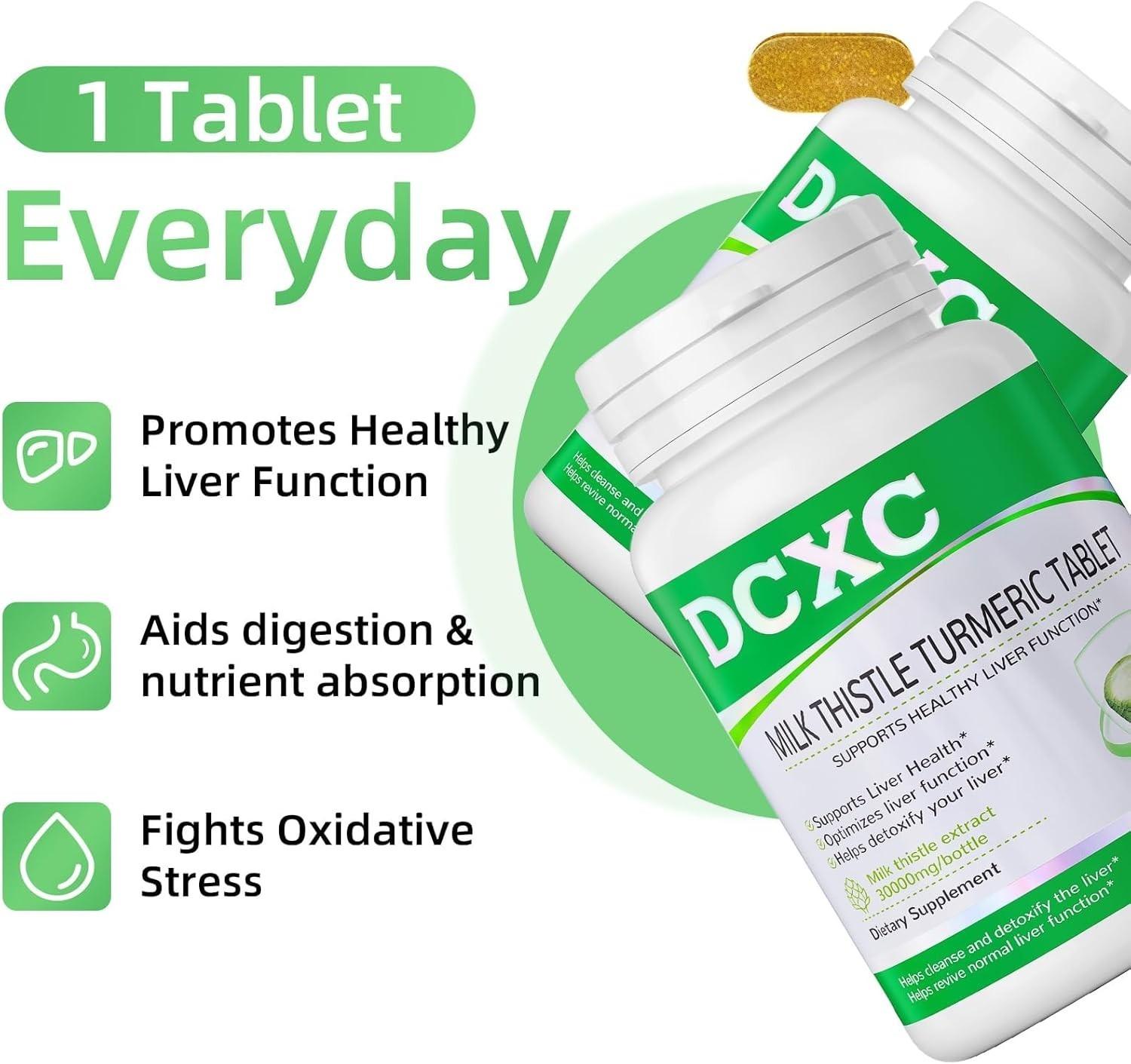 Liver Detox Supplement, Milk Thistle Turmeric Tablet – Supports Liver Health