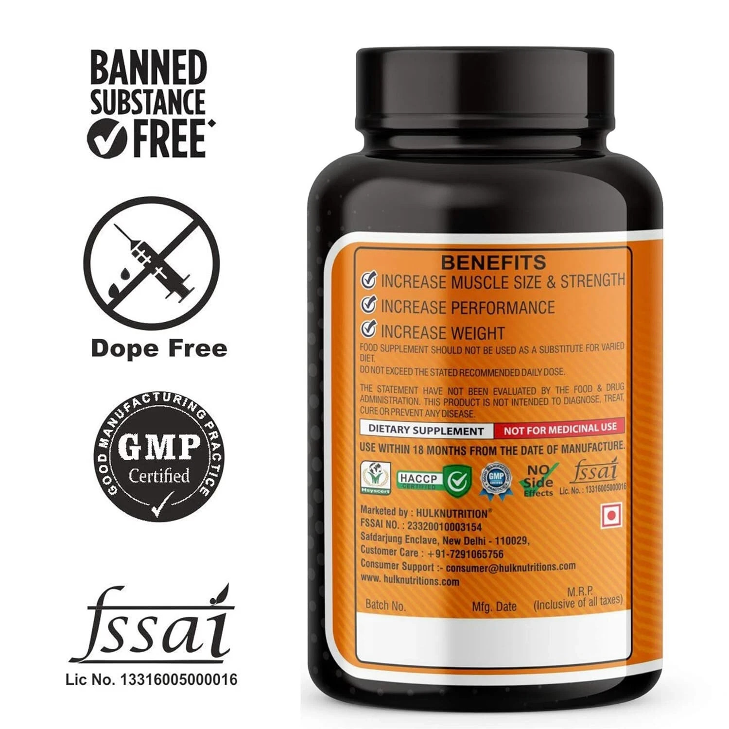 Bulk Gain Weight & Muscle Support Capsules | Daily Wellness Supplement | 60 Caps