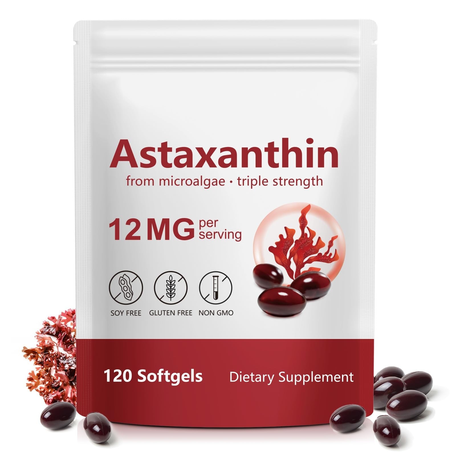 Astaxanthin 12mg Softgels – 120 Count, 4 Month Supply, Antioxidant for Eye, Join
