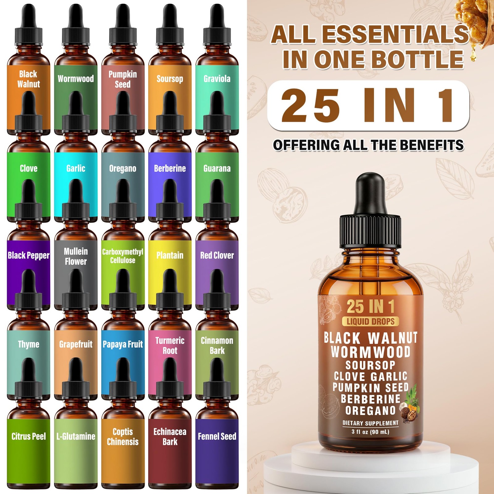 Royavita 25-in-1 Liposomal Wormwood Black Walnut 0.03 Fl Oz (Pack of 90)