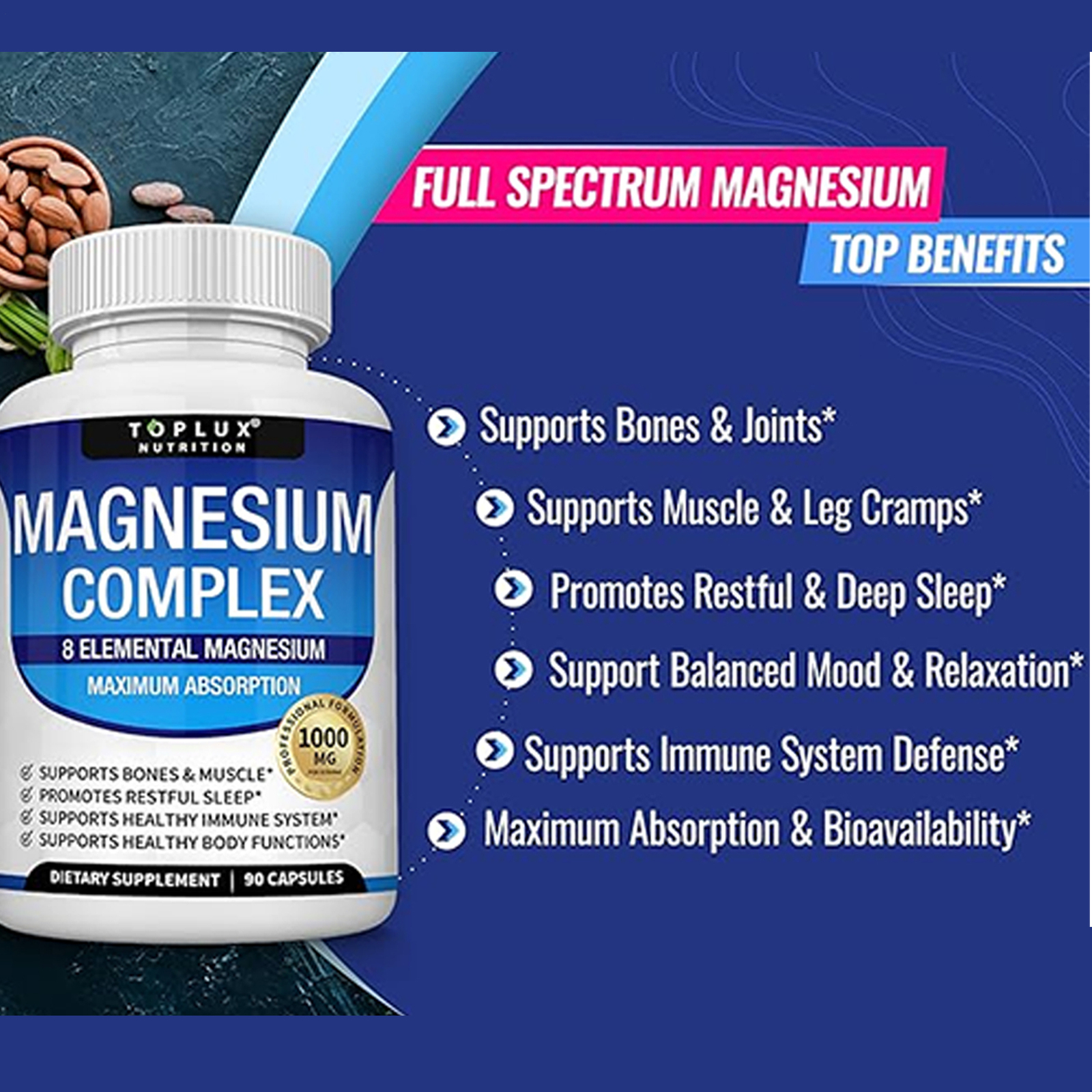 Magnesiumkomplex 1000 mg, 8 elementares Magnesium, glutenfrei – gentechnikfrei