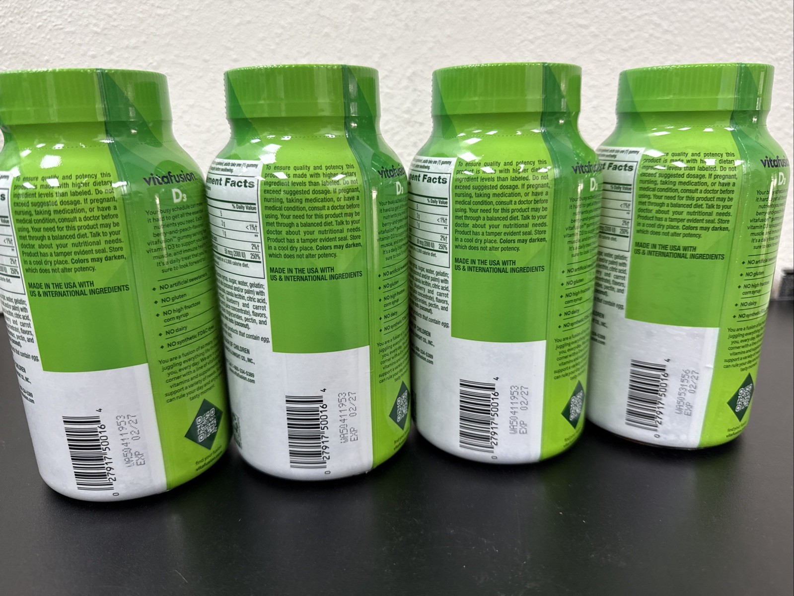 4 Pack – vitafusion Vitamin D3 Gummy Vitamins 150 Ct Berry & Peach EXP 02/2027