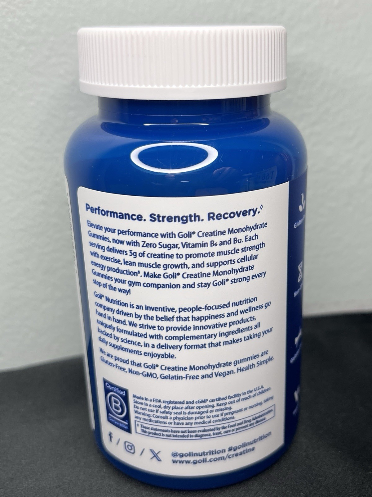 Zero Sugar Creatine Monohydrate Gummies Performance Supplement Support 60Ct