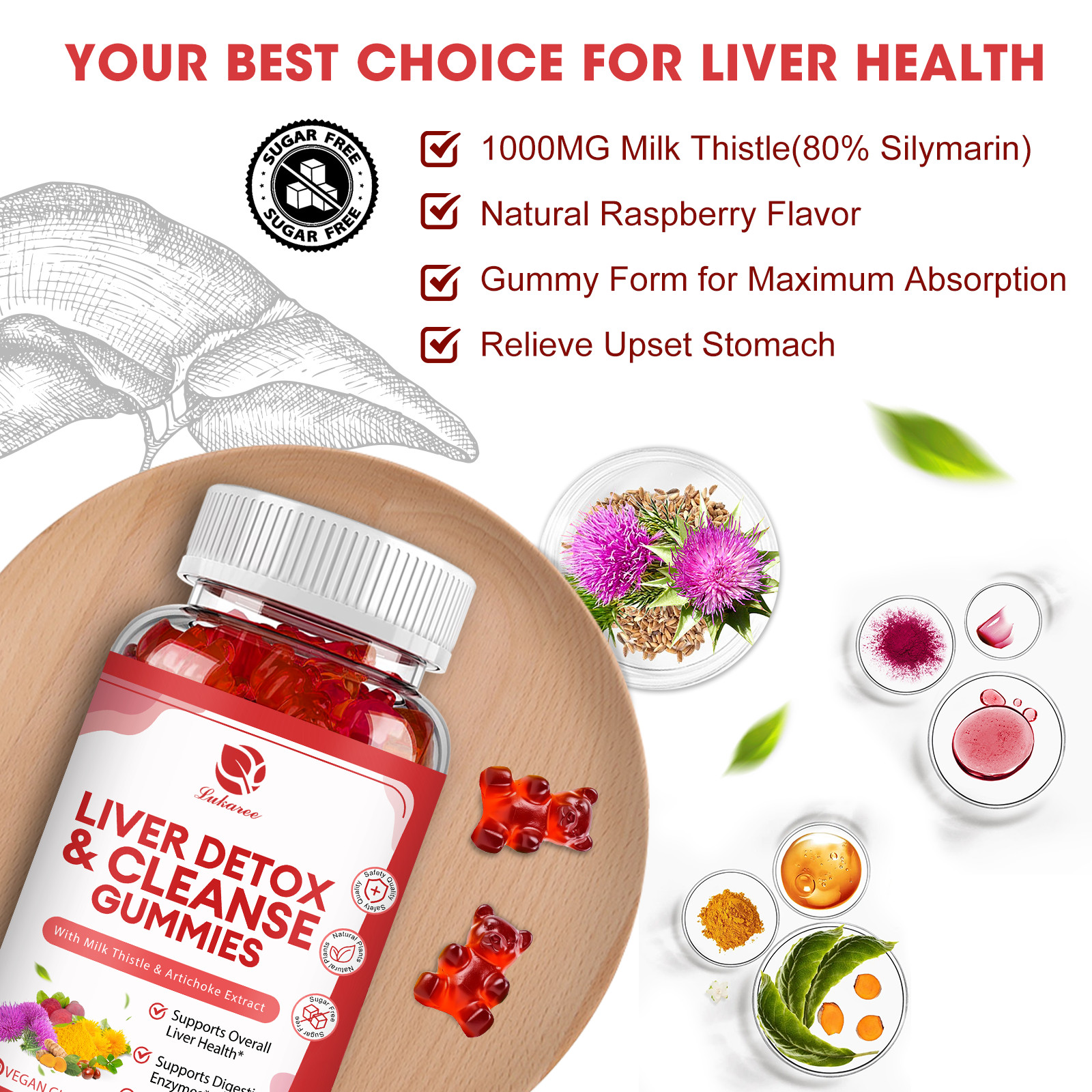 2Packs Liver Cleanse Detox & Repair Gummies, Sugar Free Liver Health Support
