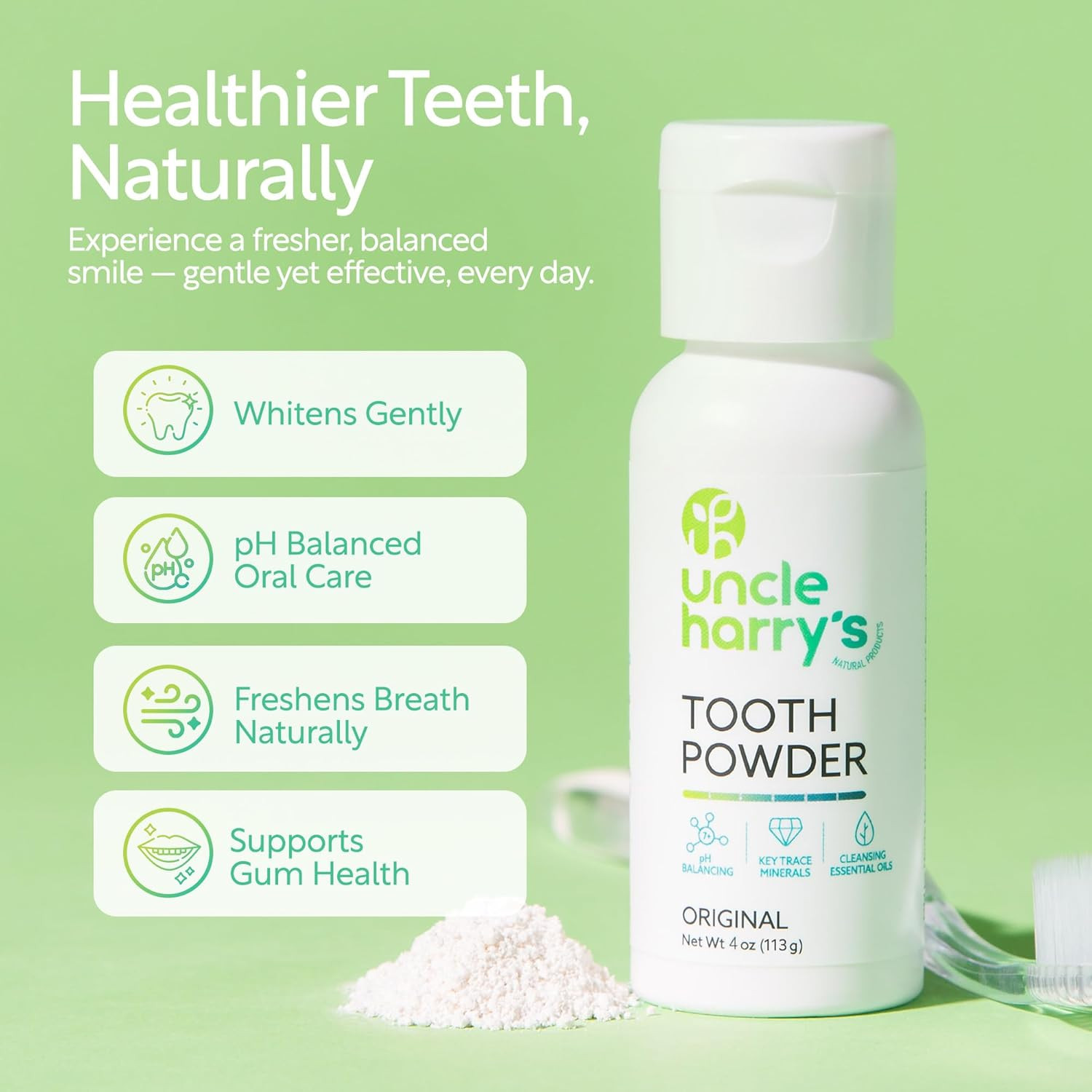 Uncle Harry’S Remineralizing Tooth Powder | All Natural Enamel Support & Whiteni