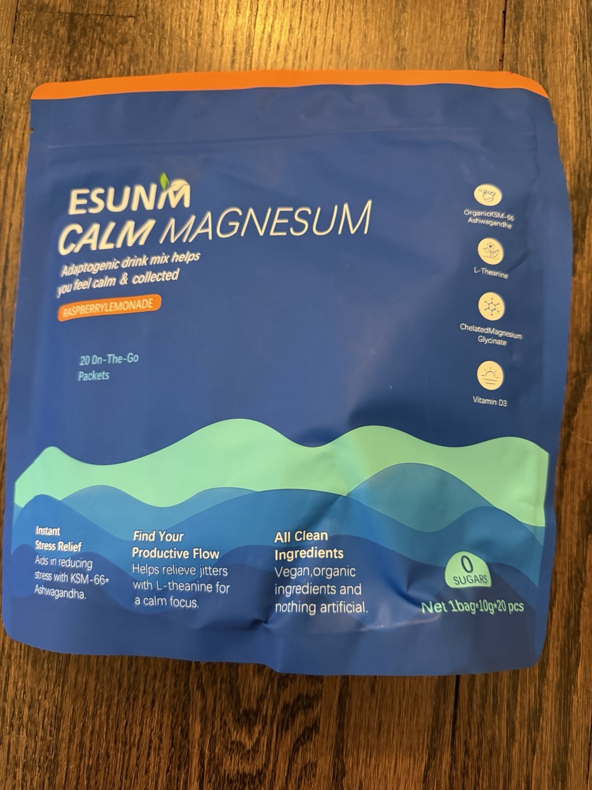 ESUNM Calm Magnesium Drink Mix Packets, 20 Packs NEW Sealed