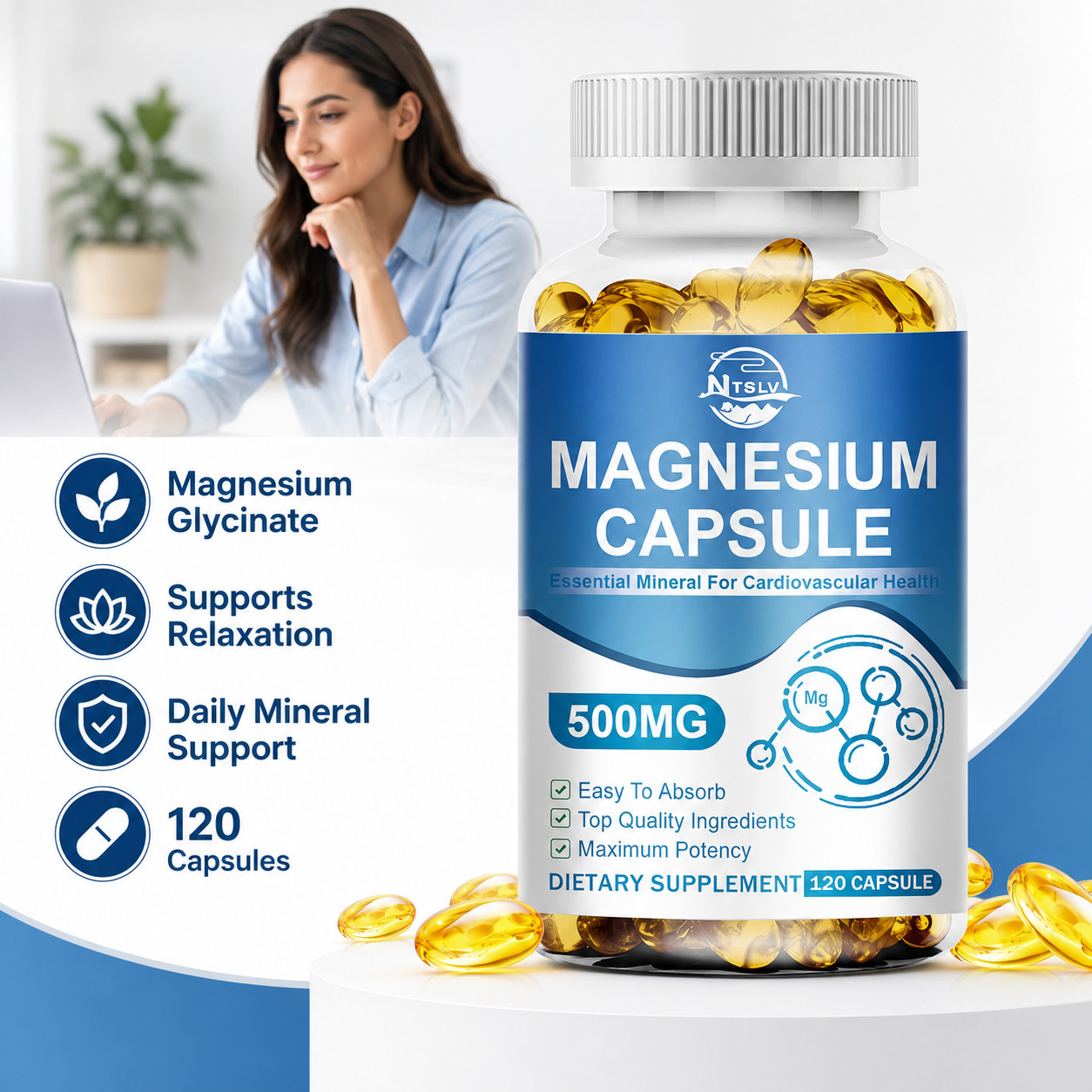 Magnesium Glycinate 500mg 120 Capsules Sleep Muscle Support