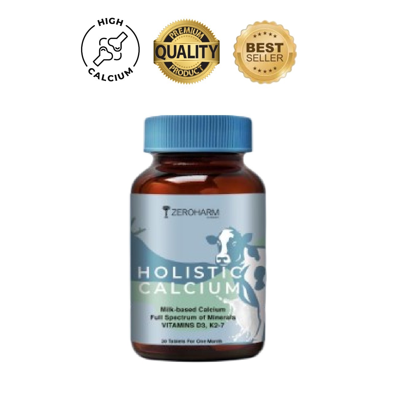 ZERO.HARM Holistic Calcium D3 K2-7 60 Tablets Bone Care
