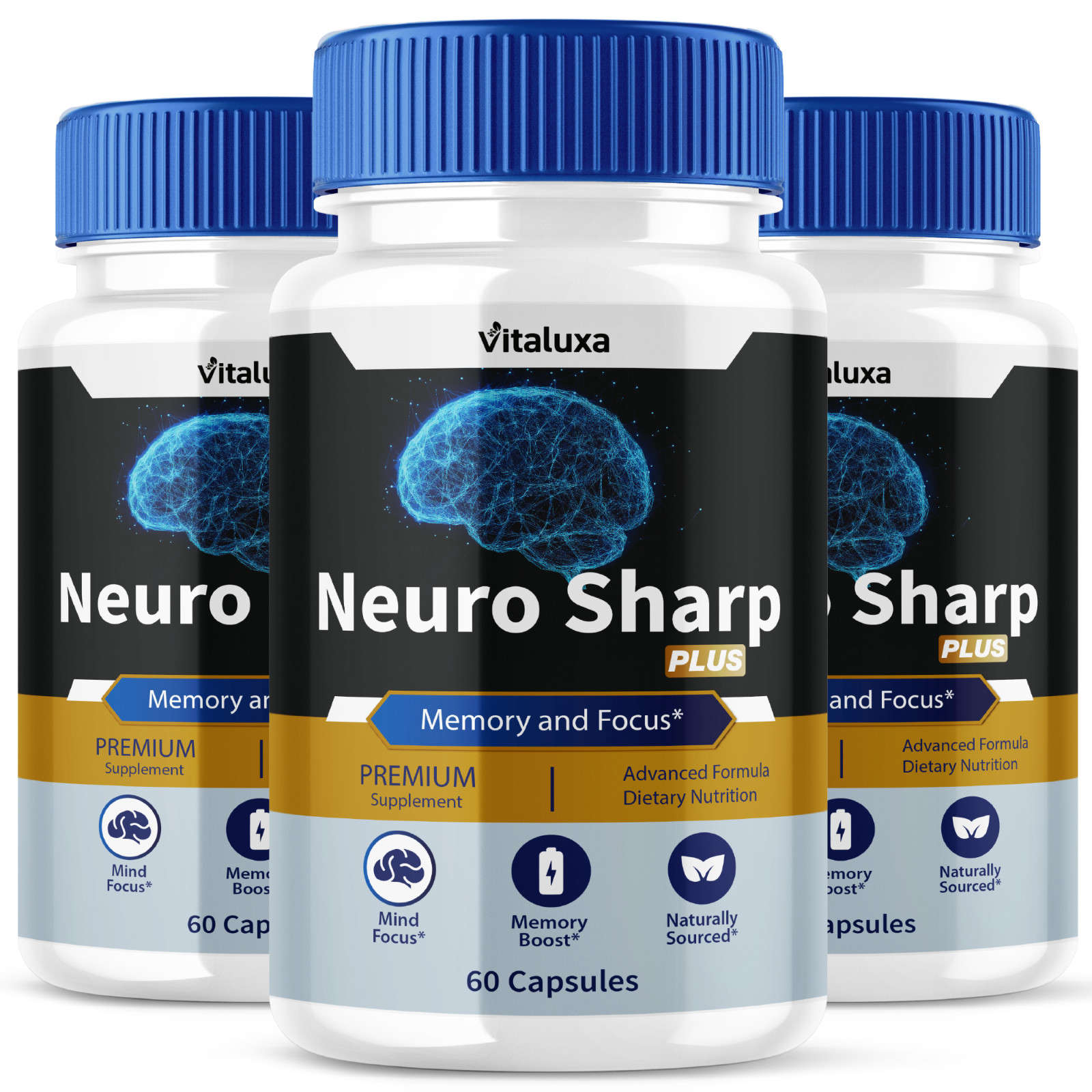 (3 Pack) Neuro Sharp Nootropic Natural Formula Brain Supplement (180 Capsules)