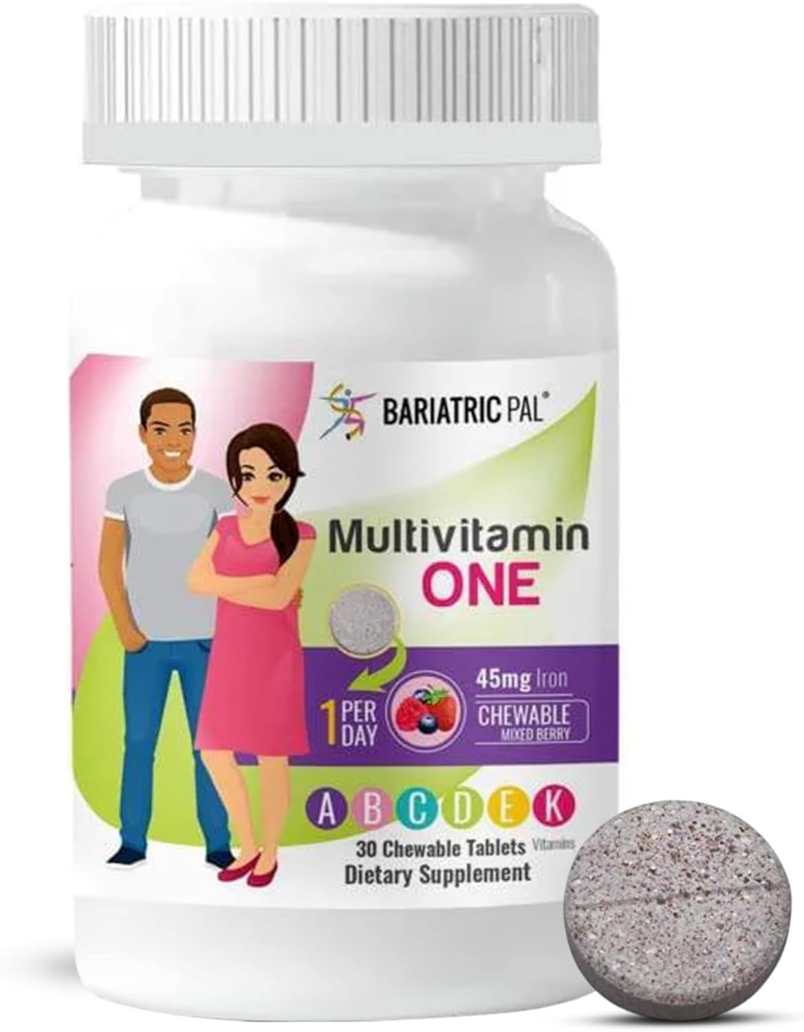 Multivitamin ONE 1 per Day! Bariatric Multivitamin Chewable with 45Mg Iron – Mi