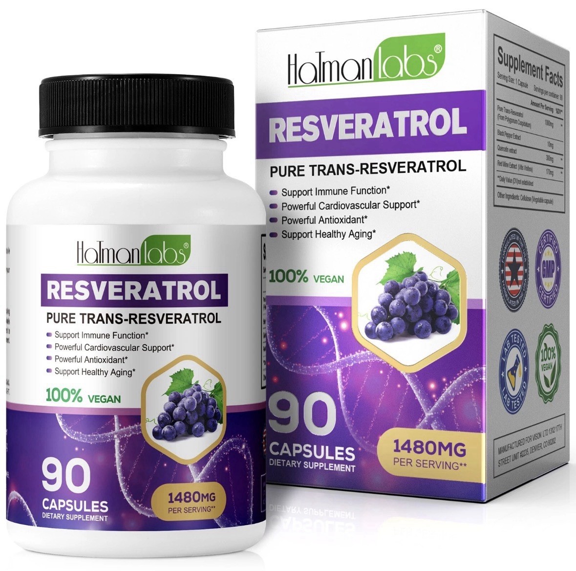 ✅High Purity Resveratrol Capsules 98% Trans-Resveratrol Supplement 🍇✅