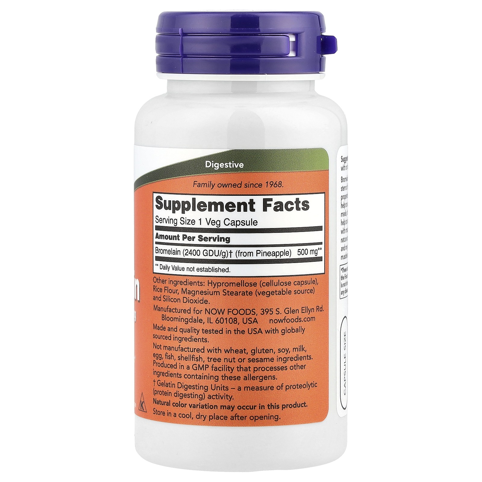 Now Foods Bromelain 500 mg 60 Veg Capsules GMP Quality Assured, Vegan,