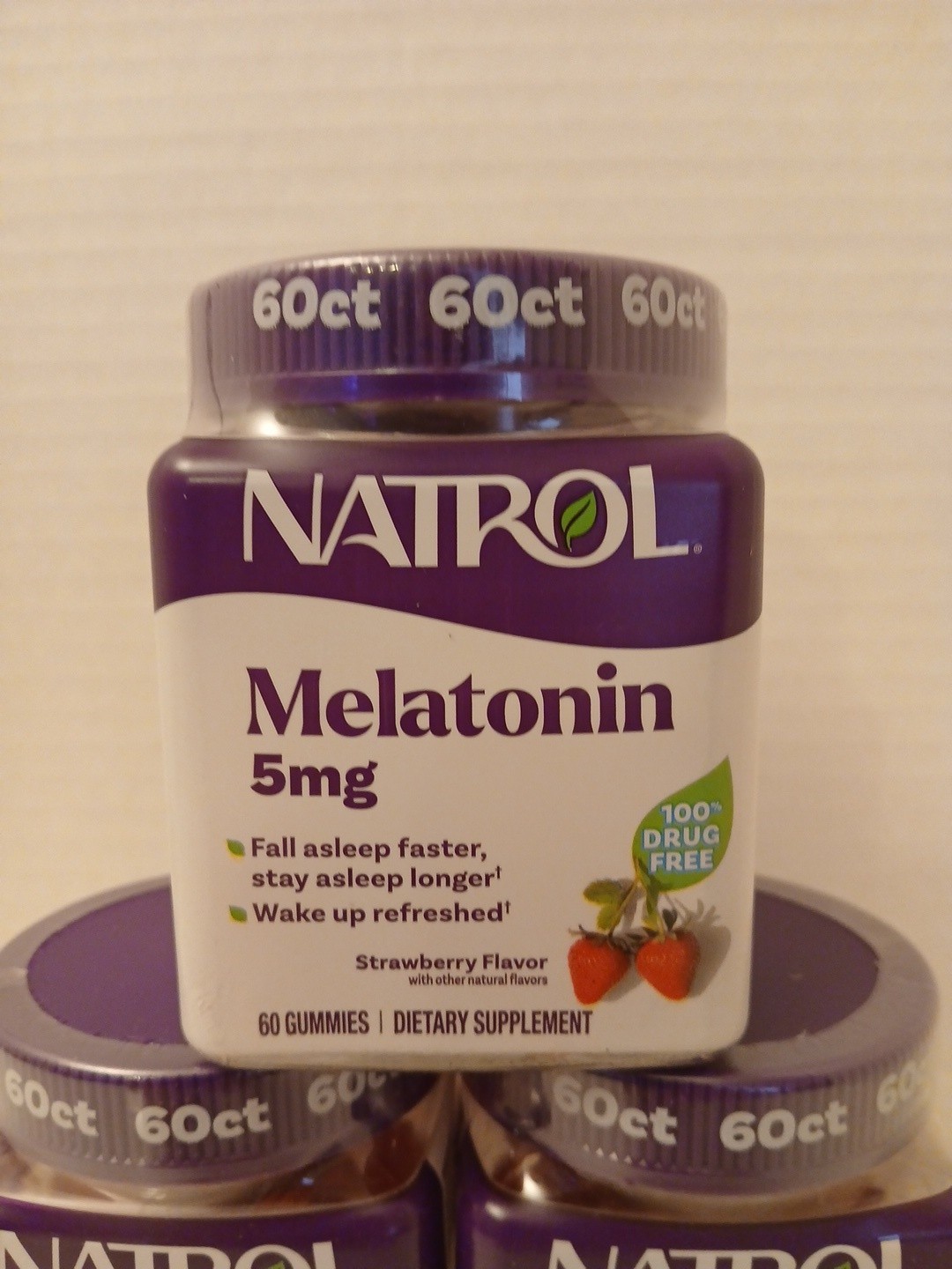 THREE Natrol Melatonin 5 mg Gummies Sleep Support 60 Each Total 180 Exp: 9/2027