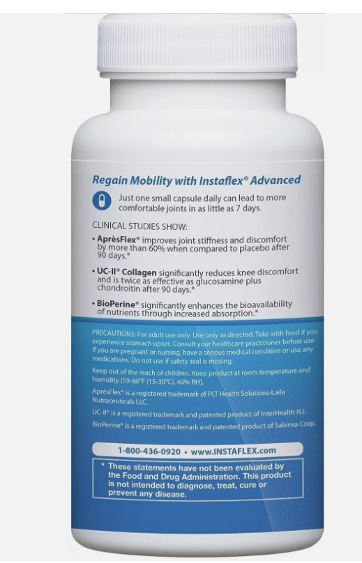 2 Pack Instaflex Advanced Joint Support Doctor Formulated 60 Capsules Exp 2027.