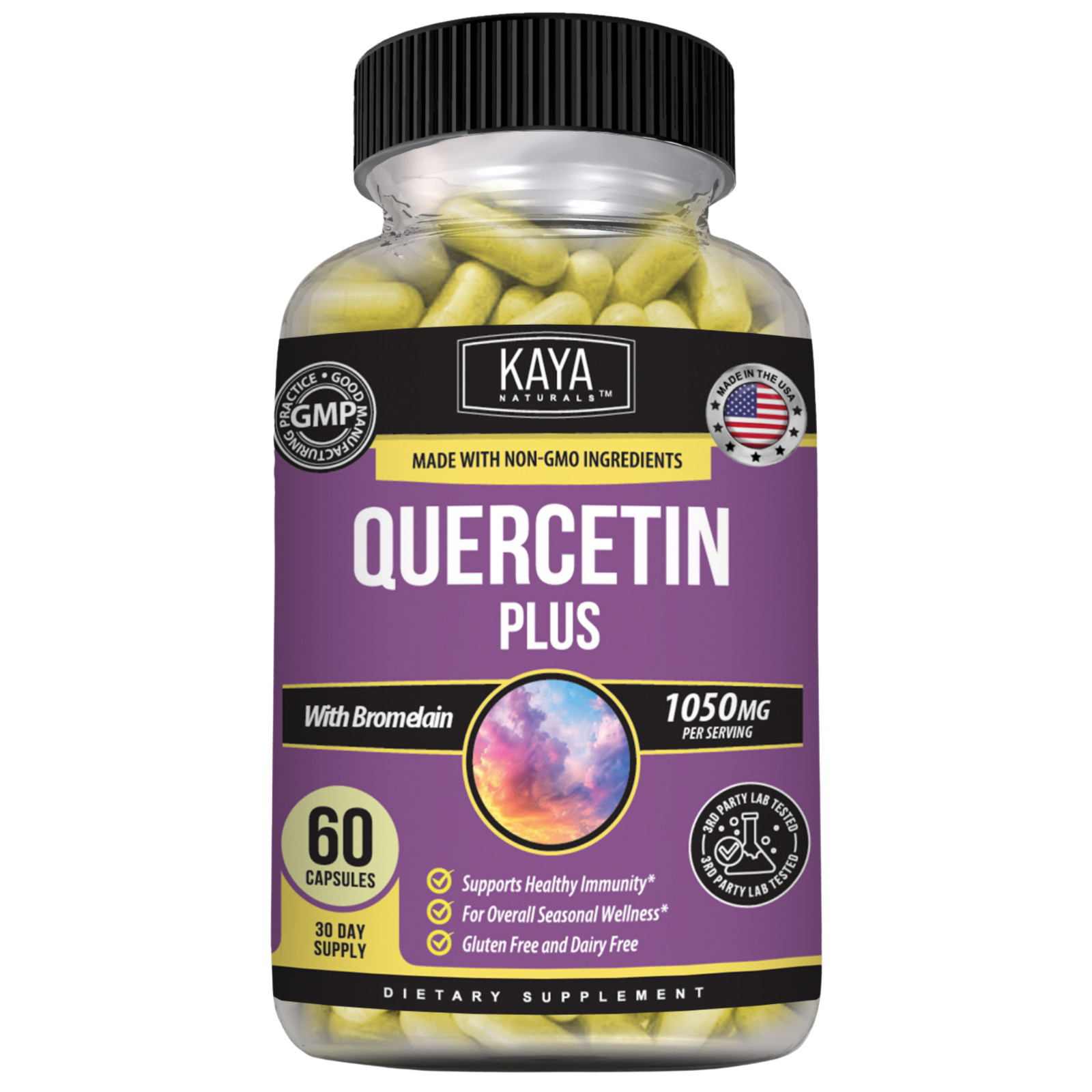 Quercetin + Zinc & Bromelain Immune & Antioxidant Support for Seasonal Wellness