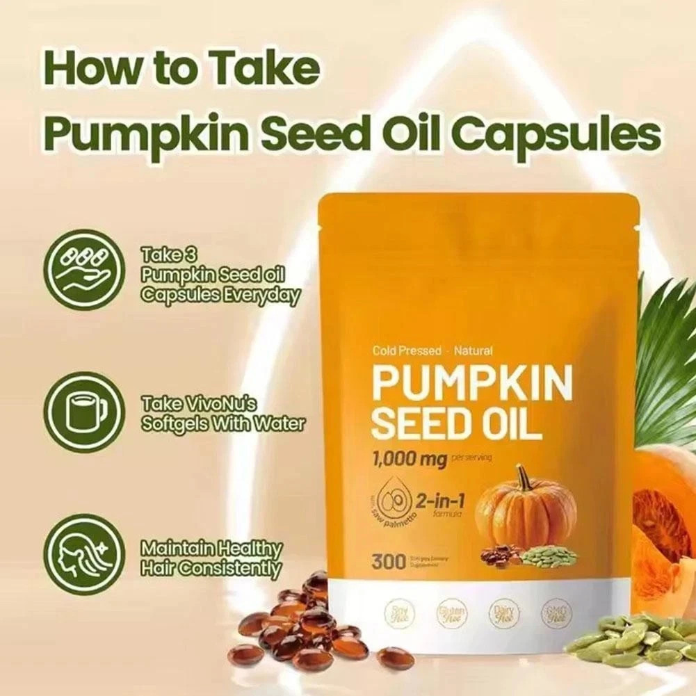 Pumpkin Seed Oil 1000mg with Saw Palmetto 300-Softgels.Fresh