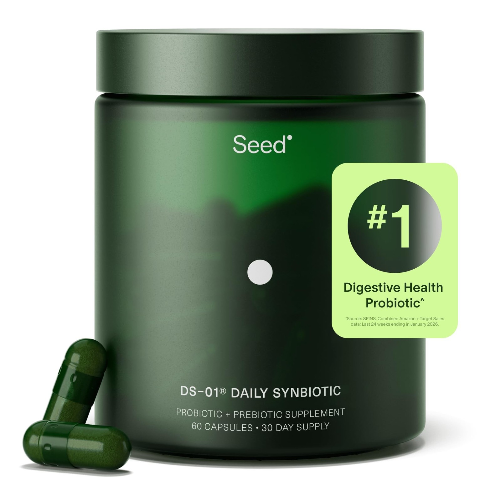 Seed DS-01 Daily Synbiotic – Prebiotic and Probiotic for Women & Men – Digest…