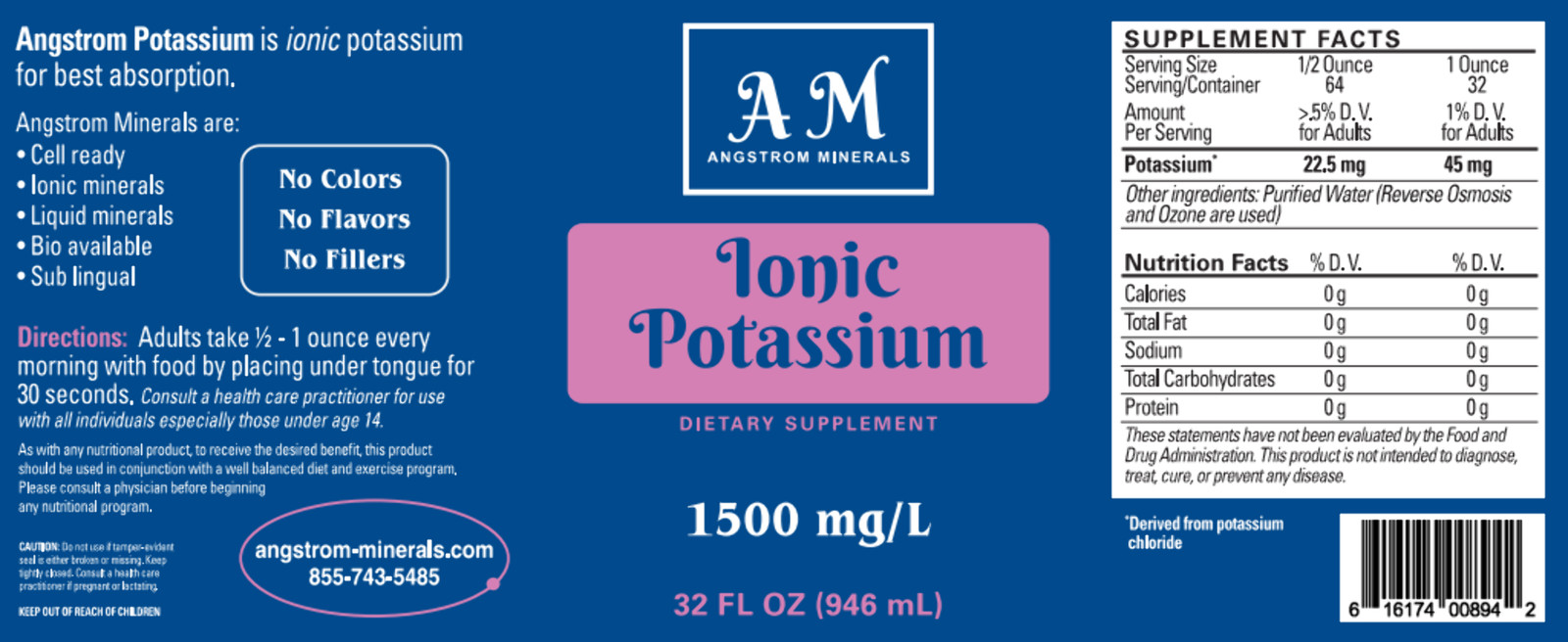 32 oz Angstrom Potassium Supplement by Angstrom Minerals