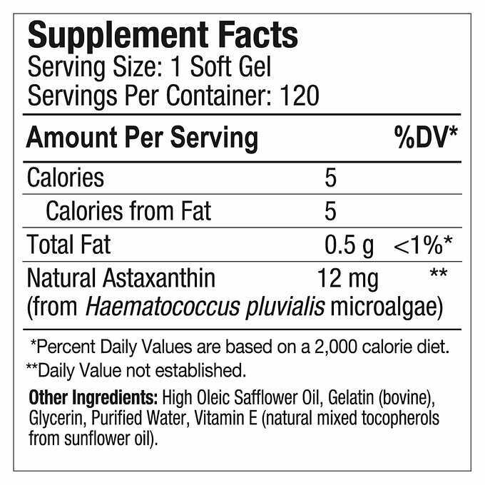 BioAstin Pure Natural Hawaiian Astaxanthin 12 mg., 120 Gel Caps Free Shipping