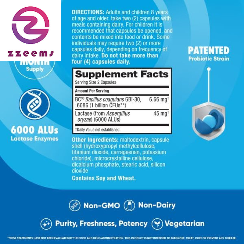 Probiotics + Lactase Digestive Enzymes for Digestive Health, Daily Probiotics fo