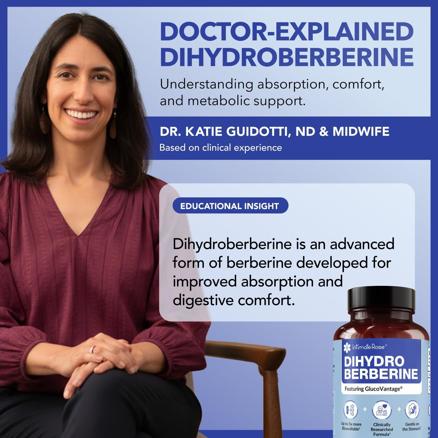 Dihydroberberine 200mg GlucoVantage DHB Supplement 60 Caps High Absorption