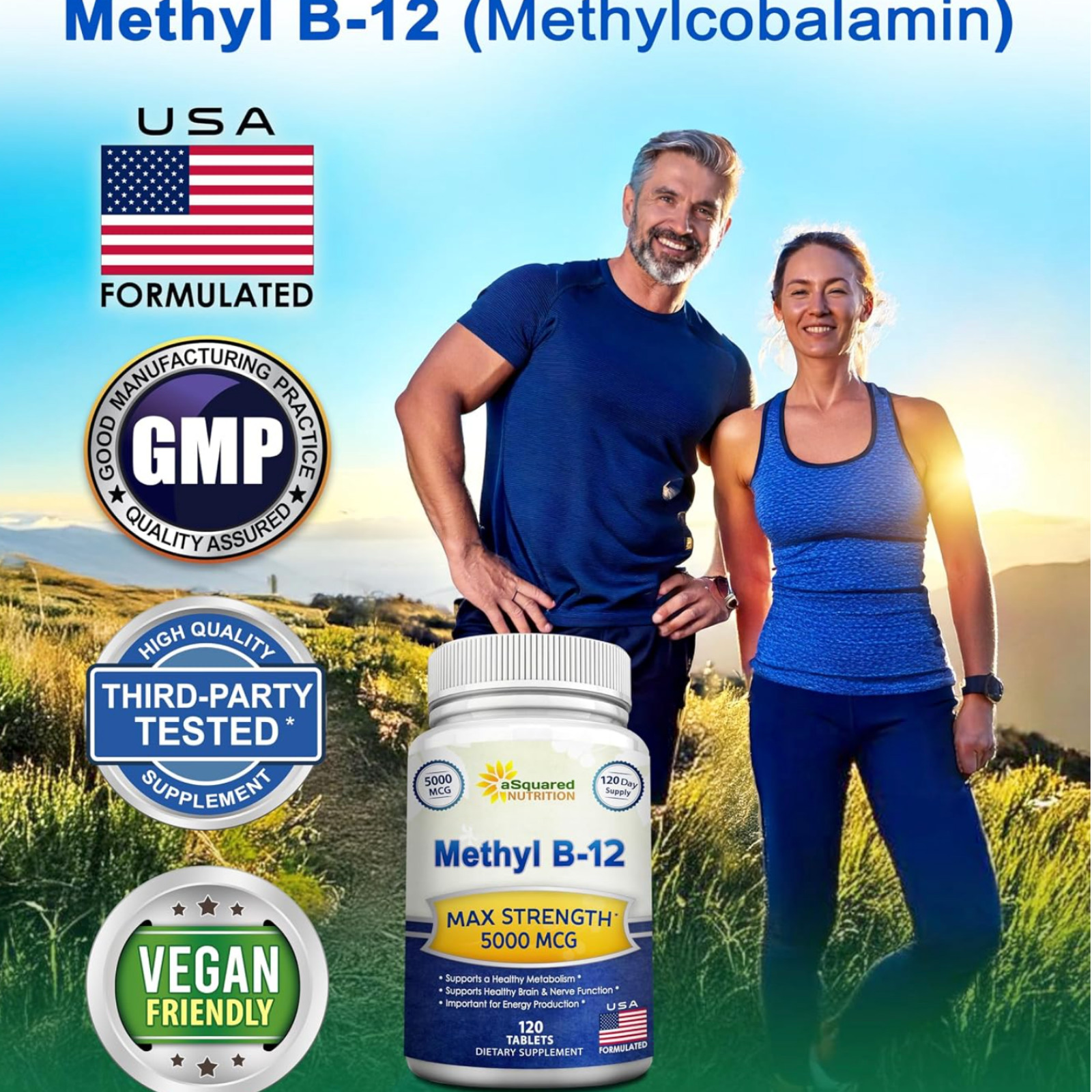 Vitamina B12 5000 MCG | Aumenta la energía, apoya la función cerebral y cardíaca