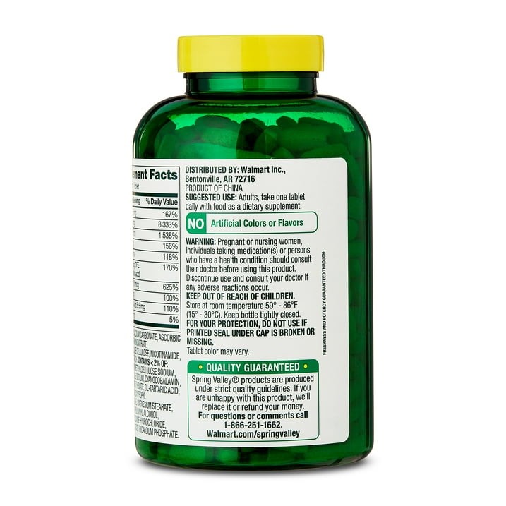 Spring Valley Super Vitamin B-Complex Tablets Value Size, 500 Count